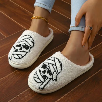 Plus Size Halloween Bandage Skull Print Slippers - image 3