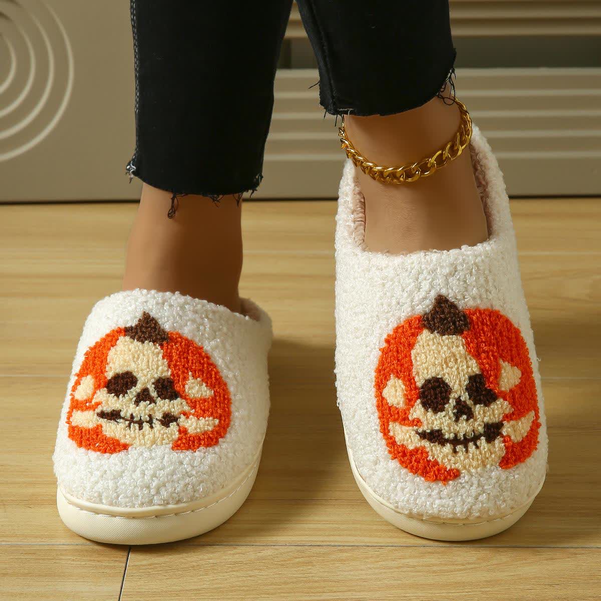 Plus Size Halloween Ghost Face Pumpkin Print Slippers - image 3