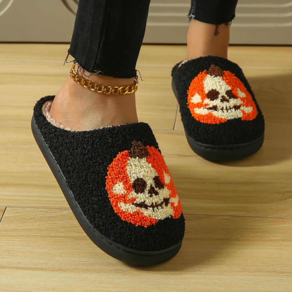 Plus Size Halloween Ghost Face Pumpkin Print Slippers - image 13