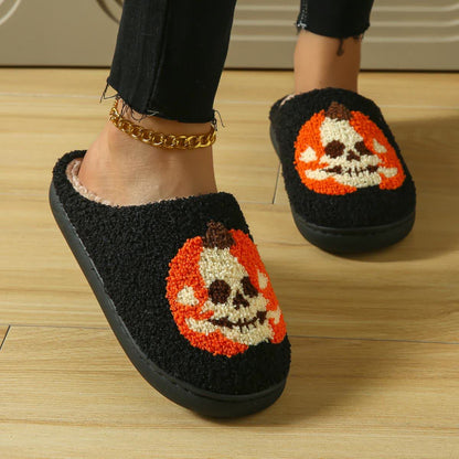 Plus Size Halloween Ghost Face Pumpkin Print Slippers - image 13