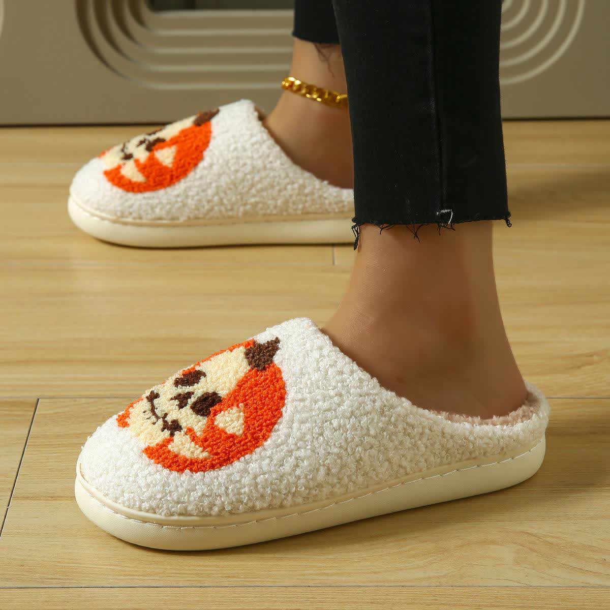 Plus Size Halloween Ghost Face Pumpkin Print Slippers - image 7