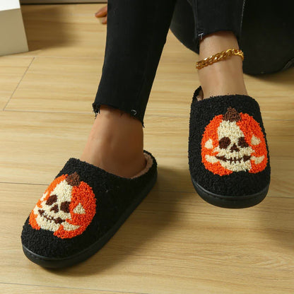 Plus Size Halloween Ghost Face Pumpkin Print Slippers - image 12