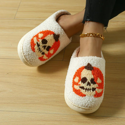 Plus Size Halloween Ghost Face Pumpkin Print Slippers - image 5