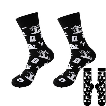 Plus Size Halloween Black Series Quarter Socks(8 Pairs) - Black - D - EU37-46(US4-12) - image 10