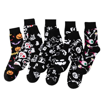 Plus Size Halloween Black Series Quarter Socks(8 Pairs) - Black - Set - EU37-46(US4-12) - image 3