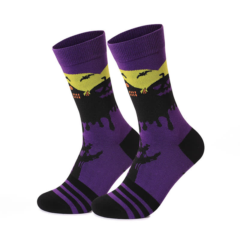 Plus Size Halloween Night Series Quarter Socks(5 Pairs) - Purple - EU37-46(US4-12) - image 8