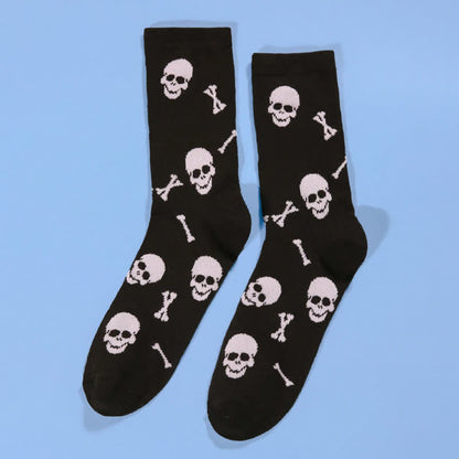 Plus Size Halloween Bone Skull Print Quarter Socks(5 Pairs) - image 2
