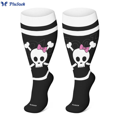 Plus Size Halloween Fun Skull Print Compression Socks - image 6