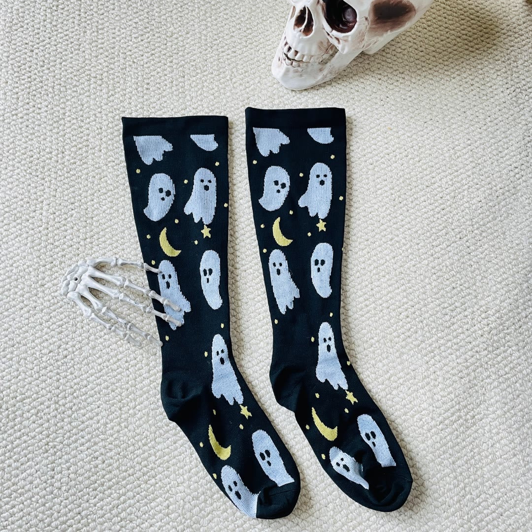 Plus Size Halloween Ghost Series Compression Socks(3 Pairs) - image 1