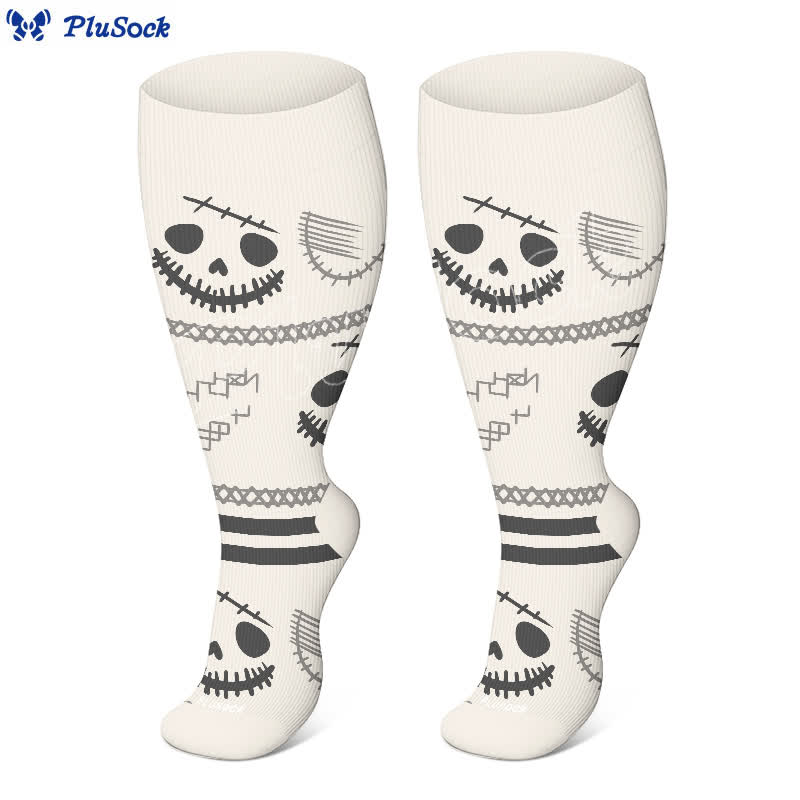 Plus Size Halloween Cute Bat Cat Print Compression Socks - image 3