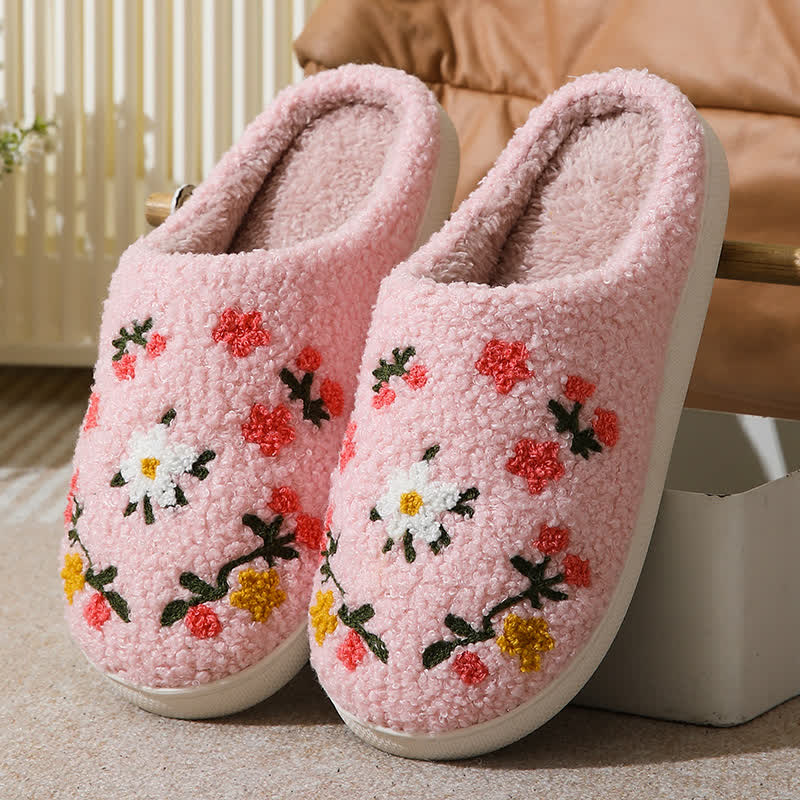 Plus Size Elegant Floral Print Slippers - Pink - EU43-44(US9-10) - image 0