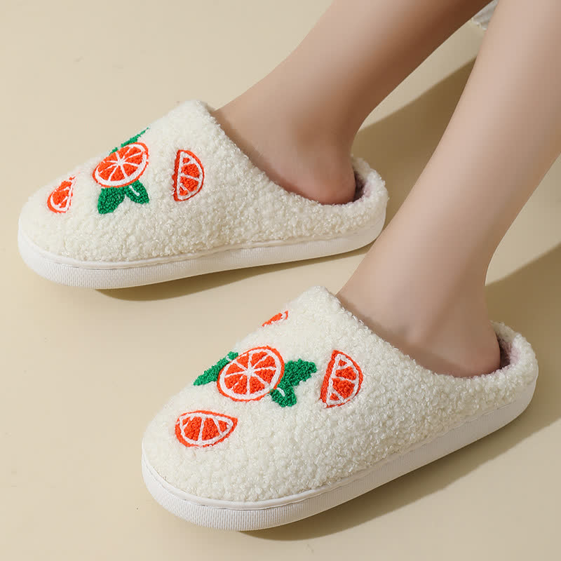 Plus Size Orange Print Slippers - image 0
