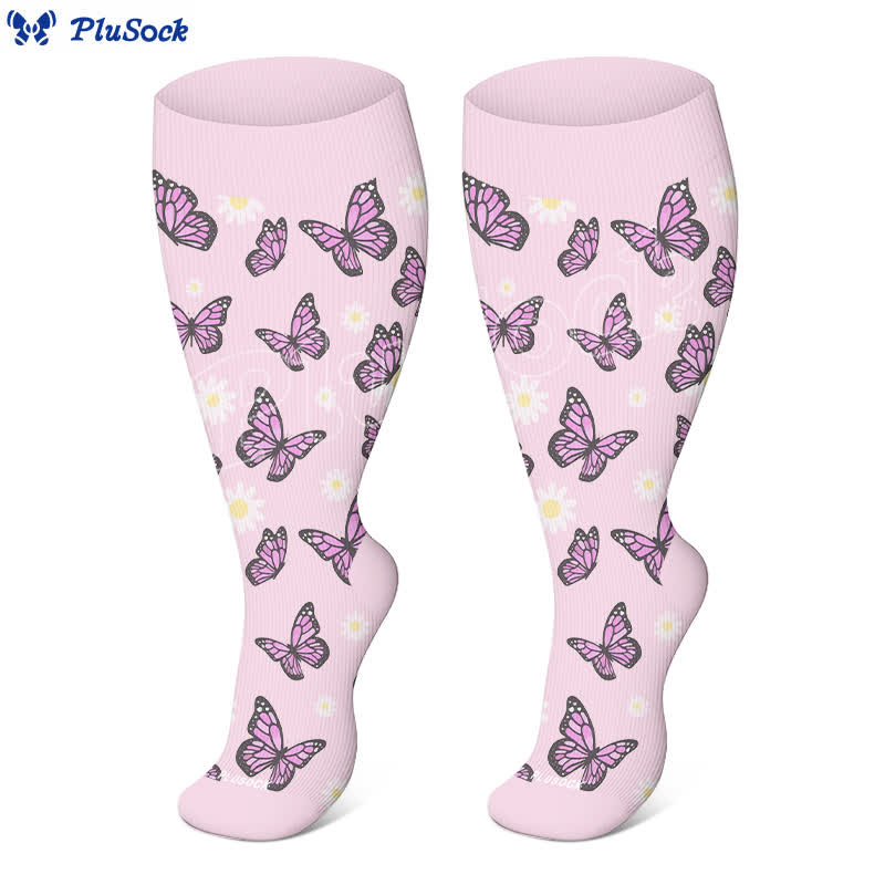 Plus Size Butterfly Flower Series Compression Socks(3 Pairs) - image 6