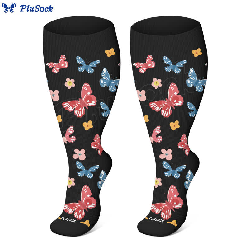 Plus Size Butterfly Flower Series Compression Socks - image 2