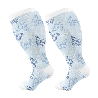 Plus Size Butterfly Flower Series Compression Socks(3 Pairs) - image 8