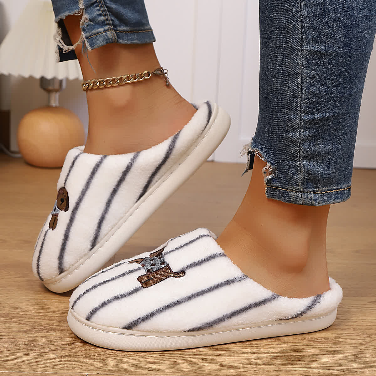 Striped Dog Print Slippers - image 11