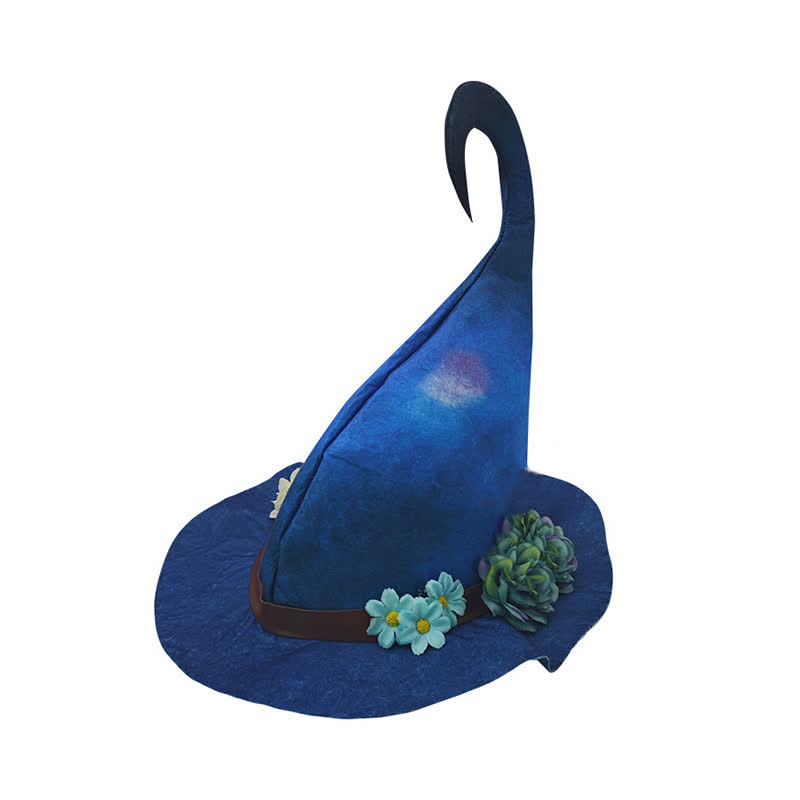 Halloween Floral Blue Witch Hat - image 5
