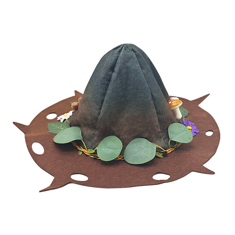 Halloween Mushroom Leaf Wizard Hat - Brown - One Size - image 3