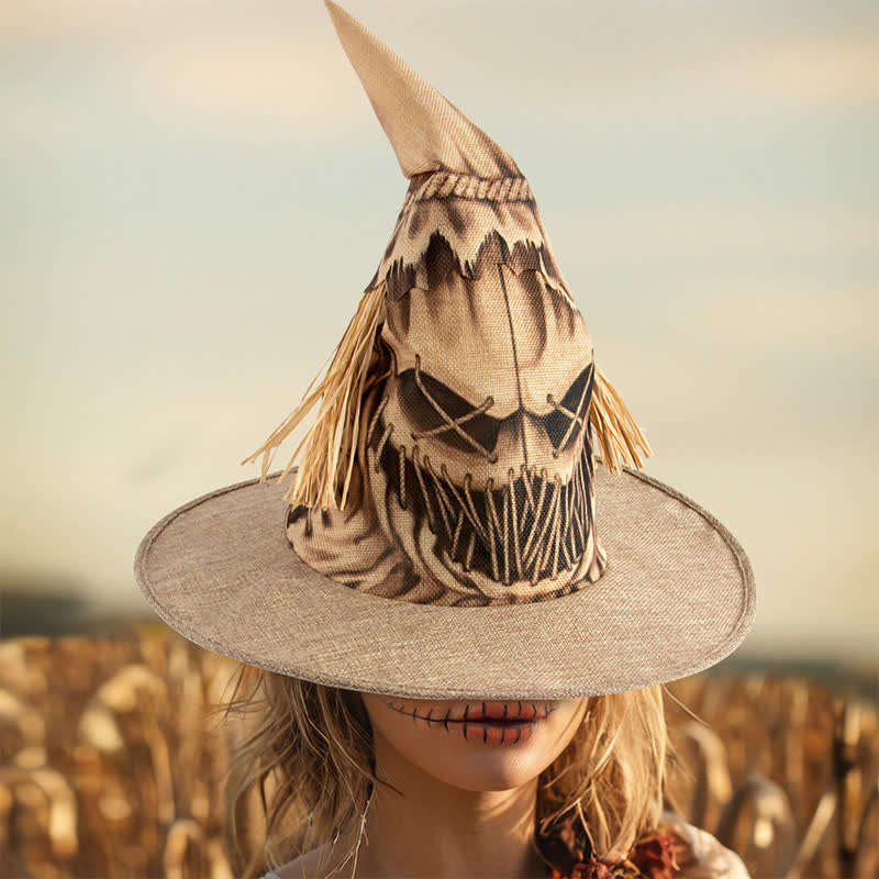 Plus Size Halloween Scarecrow Witch Hat - Yellow - One Size - image 1