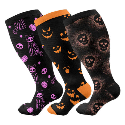 Plus Size X Ray Cat Compression Socks(3 Pairs) - Multicolor - 4XL - image 1