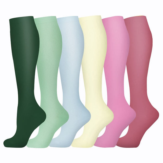 Bright Solid Color Compression Socks(6 Pairs) - image 0