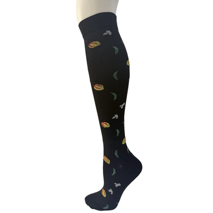 Black White Floral Knee High Compression Socks(6 Pairs) - B - S/M - image 8