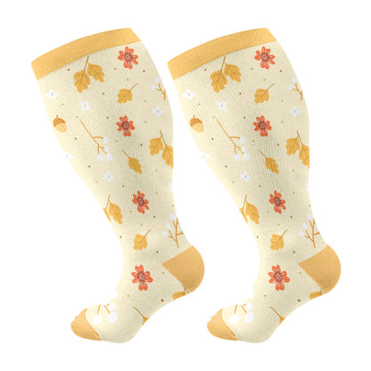 Plus Size Squirrel Leaf Print Compression Socks - image 6