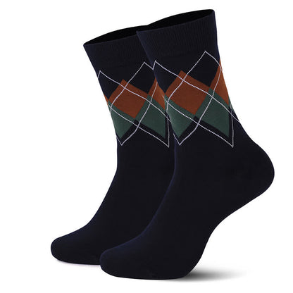 British Style Diamond Check Quarter Socks(4 Pairs) - Black - EU38-47(US5-12) - image 3