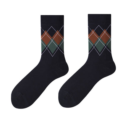 British Style Diamond Check Quarter Socks(4 Pairs) - image 4
