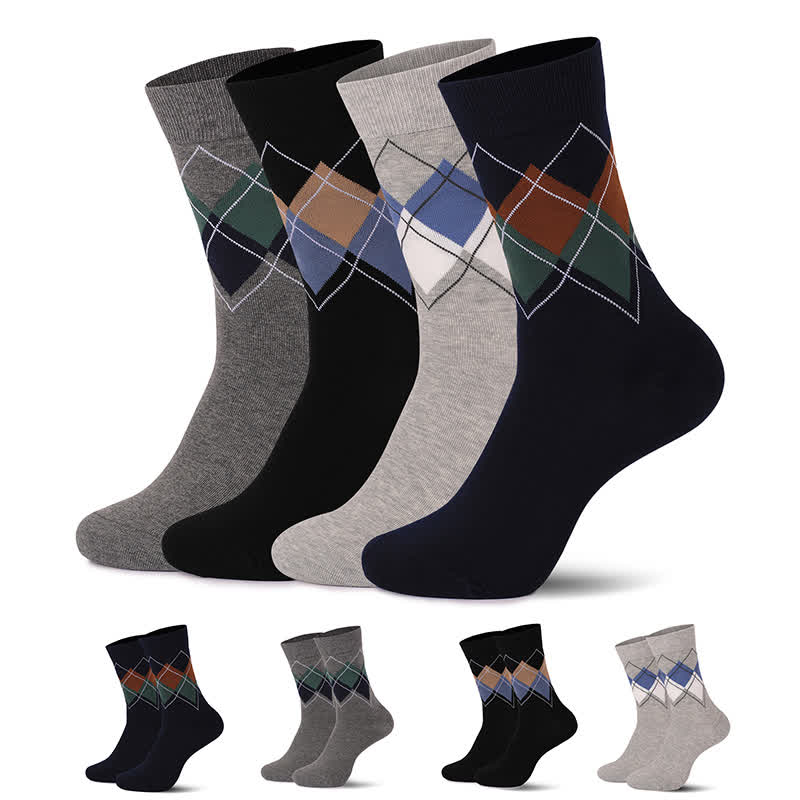 British Style Diamond Check Quarter Socks(4 Pairs) - image 0