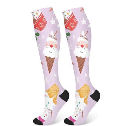 Christmas Snowman Unicorn Compression Socks(3 Pairs) - Purple(1 Pair) - S/M - image 5