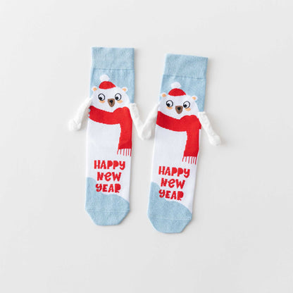 Funny Hand In Hand Quarter Socks(3 Pairs) - Blue - EU36-40(US3-7) - image 13