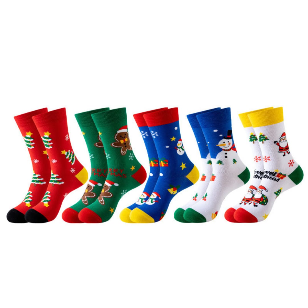 Christmas Pattern Quarter Socks(3 Pairs) - Multicolor B - EU37-44(US4-10) - image 16