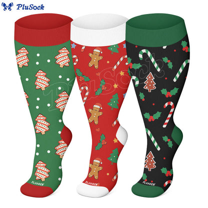 Plus Size Jolly Christmas Compression Socks(3 Pairs) - image 0