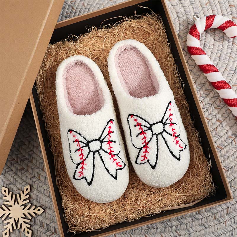 Plus Size Fish Bones Bow Slippers - White - EU44-45(US10-11) - image 1