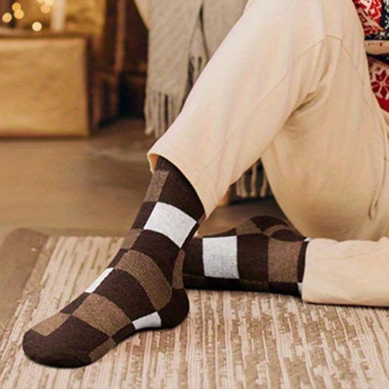 Warm Plaid Quarter Socks(3 Pairs) - image 3