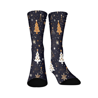 Christmas Tree Snowflake Quarter Socks - Black - EU37-44(US4-10) - image 3