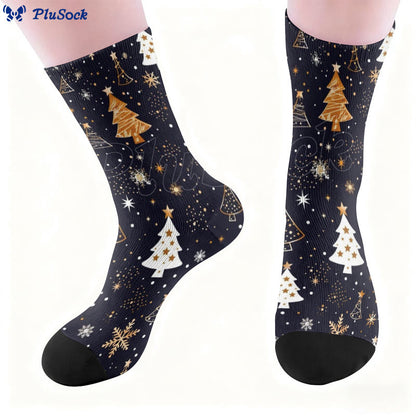 Christmas Tree Snowflake Quarter Socks - image 1