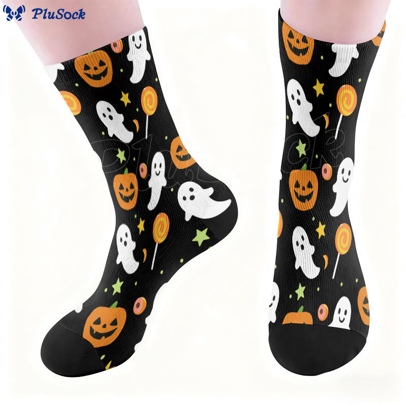Plus Size Evil Pumpkin Quarter Socks - image 1