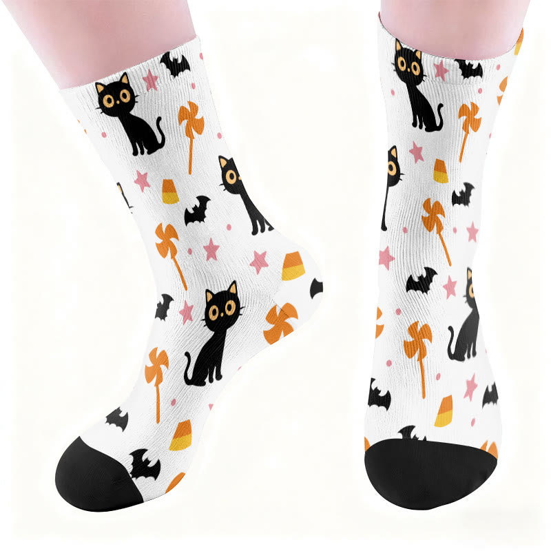 Plus Size Bat Cat Quarter Socks - image 1