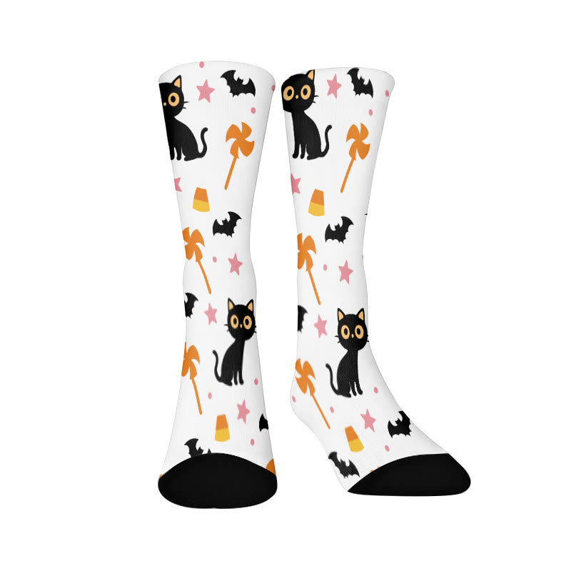 Bat Cat Quarter Socks - White - EU37-44(US4-10) - image 3