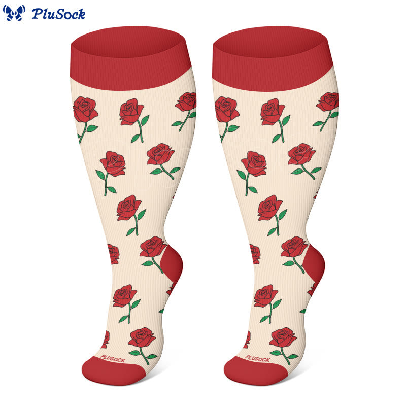 Plus Size Strawberry Rose Compression Socks(3 Pairs) - image 4