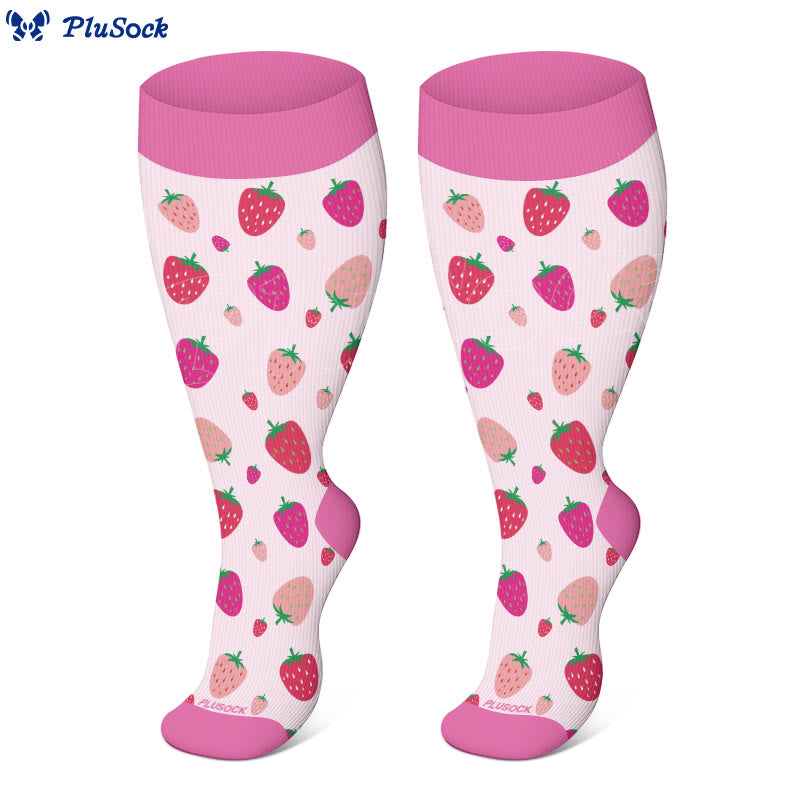 Plus Size Strawberry Rose Compression Socks(3 Pairs) - image 3