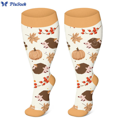 Plus Size Autumn Hedgehog Compression Socks(3 Pairs) - image 3