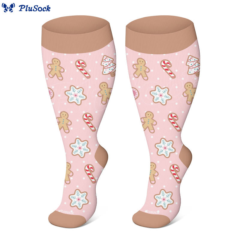 Plus Size Snowman Elk Gingerbread Man Compression Socks(3 Pairs) - image 2