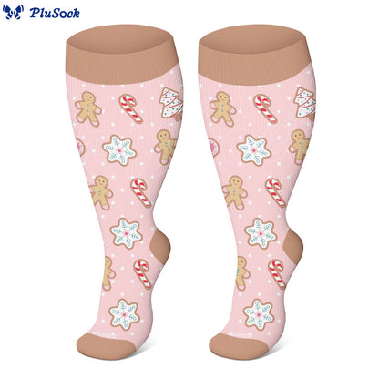 Plus Size Snowman Elk Gingerbread Man Compression Socks(3 Pairs) - image 2