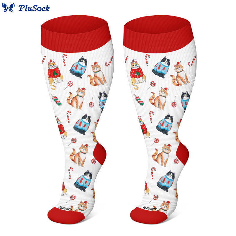 Plusock Plus Size Adorable Christmas Mix Compression Socks - image 3