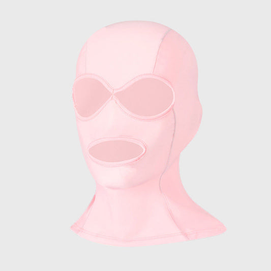 Solid Color Ice Silk Sun Protection Facekini Mask - Pink - One Size - image 0