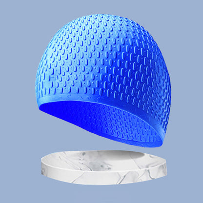 Teardrop Shape Swim Cap - Navy Blue - One Size - image 6