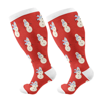 Plus Size Cute Bear Santa Claus Compression Socks(3 Pairs) - Red(1 Pair) - 4XL - image 6